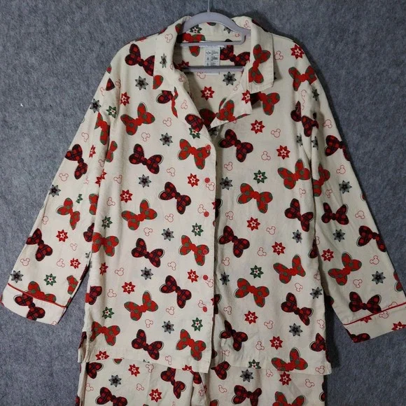 Disney Parks Authentic Women Pajamas Set 2XL Flannel Minnie Mouse Christmas Pant - Picture 2 of 11